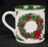 Potpourri Press Holiday Wreath on White Christmas (Display Only) Coffee Mug